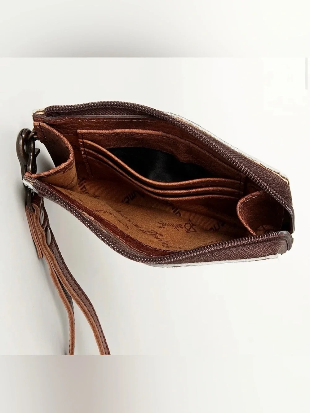 Western Wristlet Cowhide Wristlet Wallet in Black, Dark Brown and White